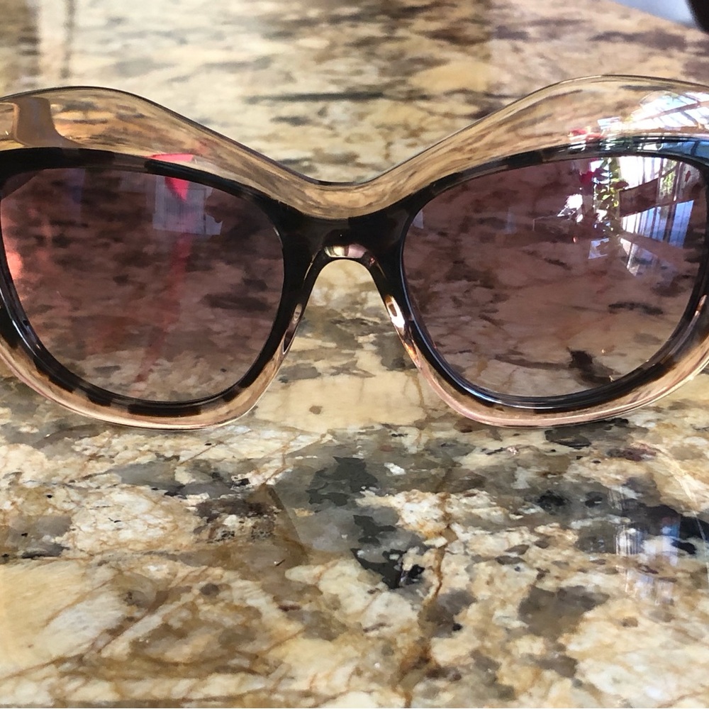 Fendi Transparent Frame Sunglasses with Black, Gold & orangey pink temple tips